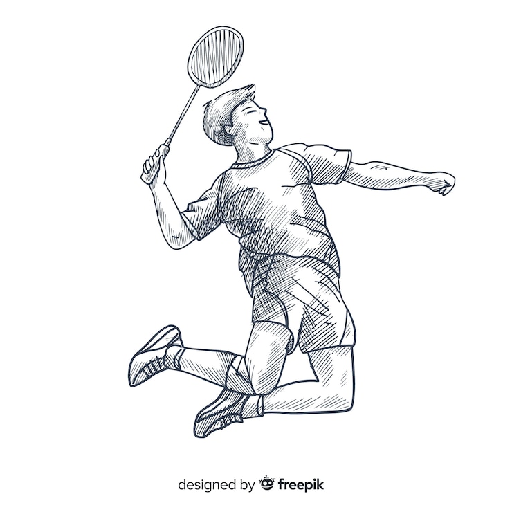 Vecteur gratuit joueur de badminton