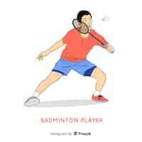 Vecteur gratuit joueur de badminton