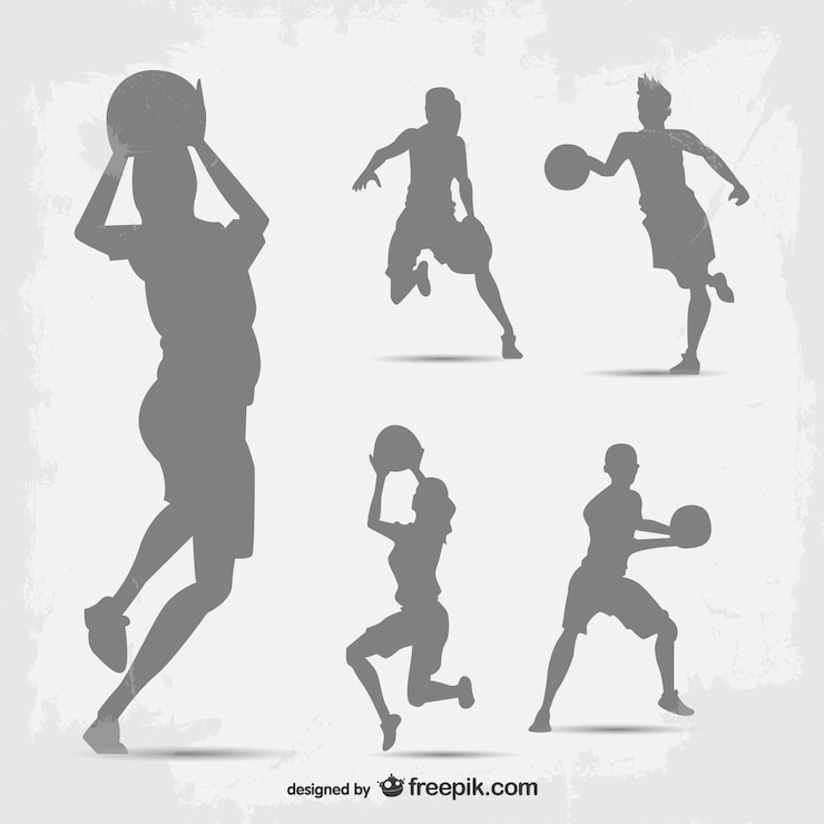 Vecteur gratuit joueur de basket silhouette vecteur ensemble