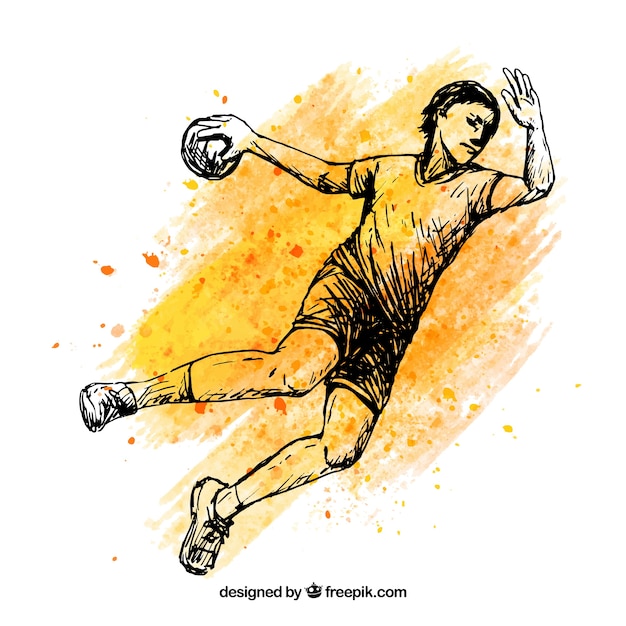 Joueur de handball dans le style de croquis