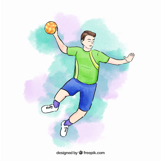 Vecteur gratuit joueur de handball dans le style de croquis