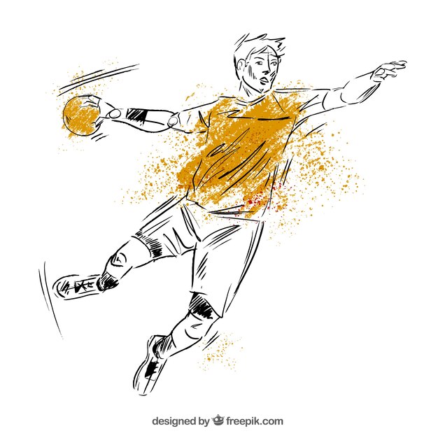 Joueur de handball dans un style dessiné à la main