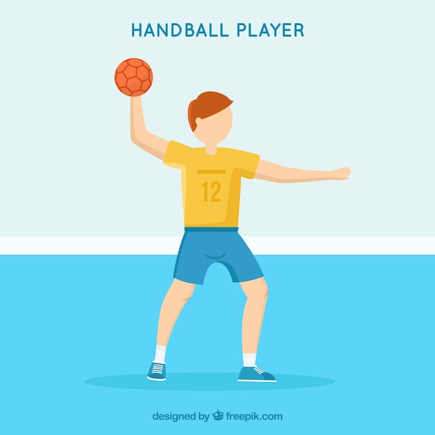 Vecteur gratuit joueur de handball dans un style plat