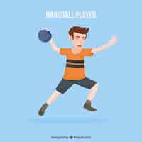 Vecteur gratuit joueur de handball professionnel avec un design plat