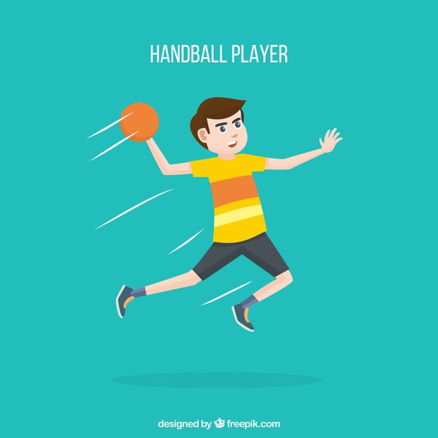 Joueur de handball professionnel avec un design plat