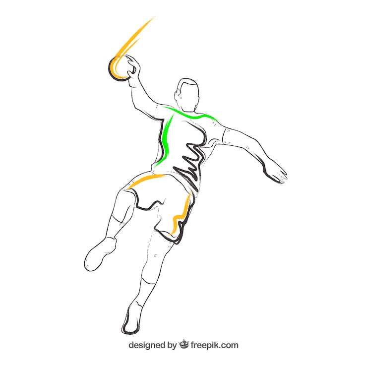 Vecteur gratuit joueur de handball avec style sommaire