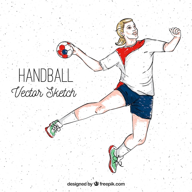 Vecteur gratuit joueur de handball avec style sommaire