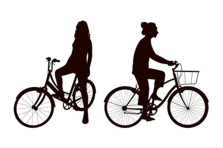 Vecteur gratuit joueur de vélo silhouette dessiné à la main