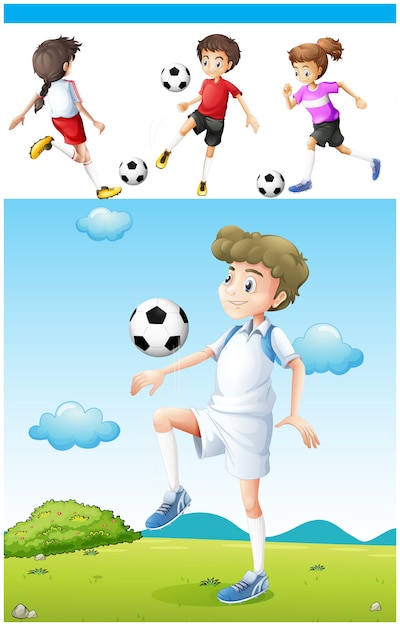 Vecteur gratuit joueurs de football pratiquant l'illustration du football