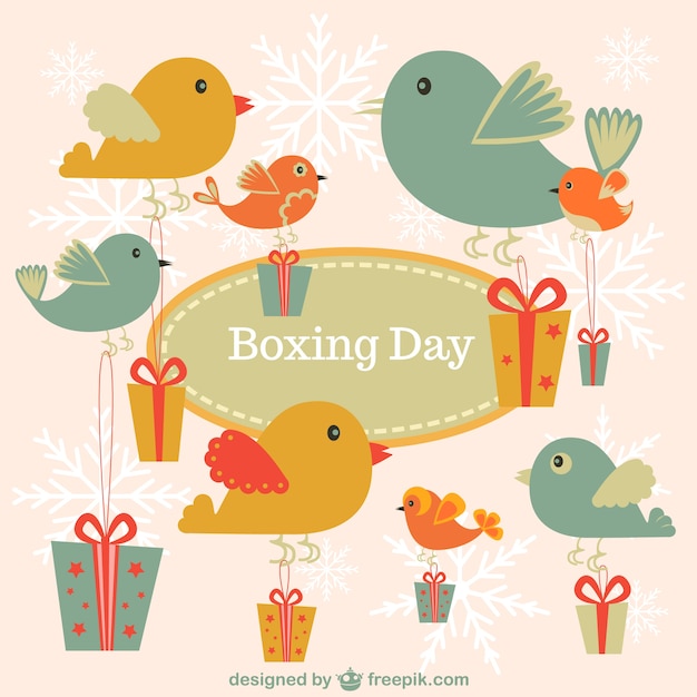 Vecteur gratuit jour de boxe oiseaux vintages