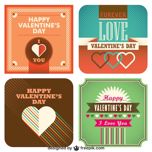 Vecteur gratuit jour classique cartes ensemble de la conception de valentine