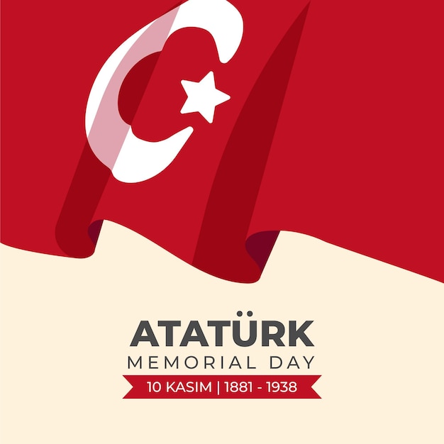 Jour commémoratif d'ataturk design plat