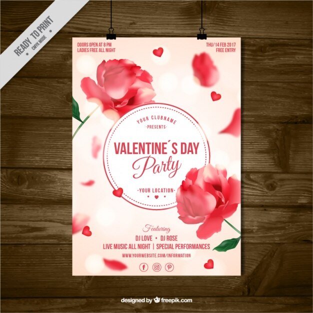 jour le dépliant de la Saint-Valentin avec décor floral et l&#39;effet bokeh