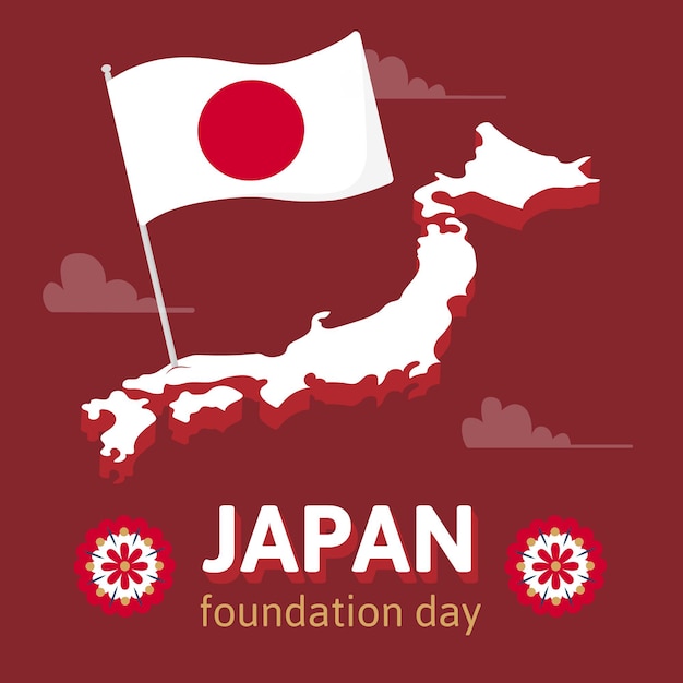 Vecteur gratuit jour de la fondation de fond dessiné à la main (japon)