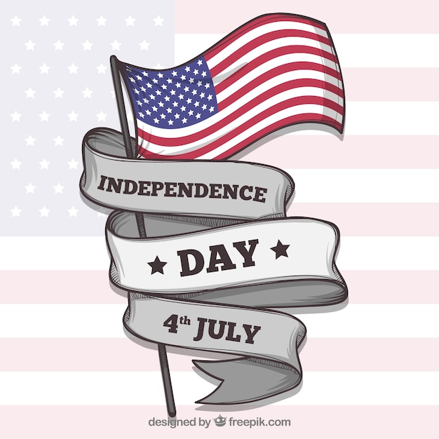 Vecteur gratuit jour de l'indépendance du 4 juillet fond avec des drapeaux