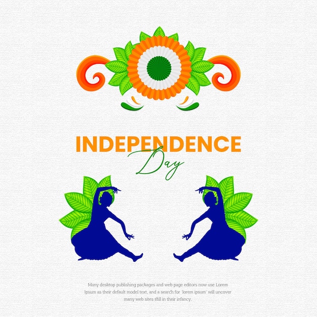 Jour de l'Indépendance Indienne 15 Août Affiche Nationale Orange Bleu Vert Bannière Affiche Médias Sociaux Vecteur Gratuit