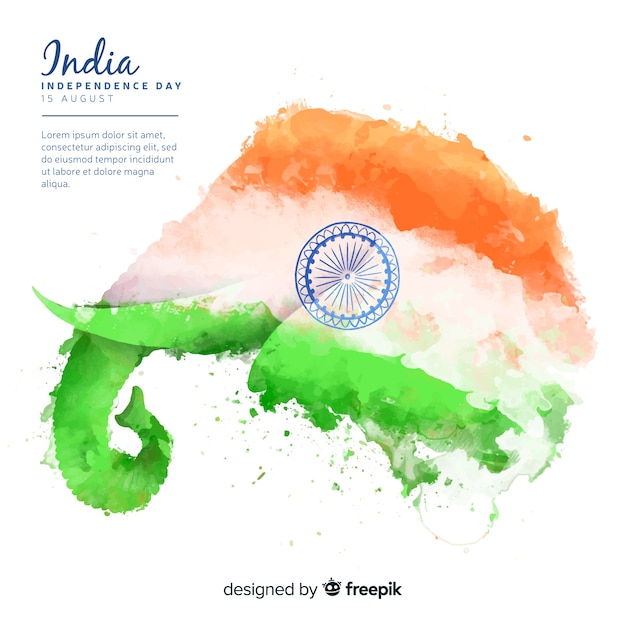 Jour de l&#39;indépendance de style aquarelle de fond Inde