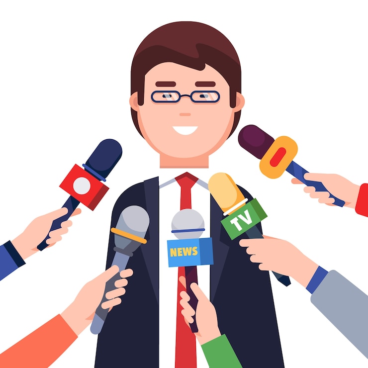 Vecteur gratuit des journalistes interrogés d&#39;un politicien