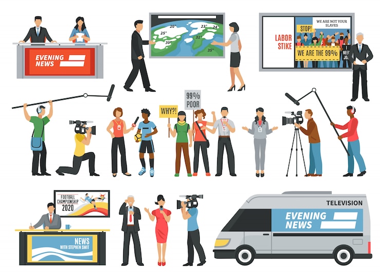 Vecteur gratuit journalistes nouvelles icons set