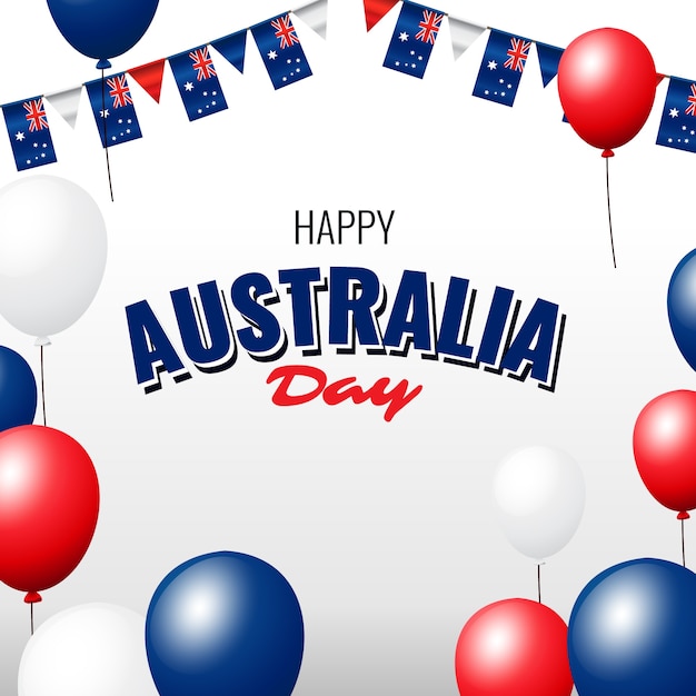 Vecteur gratuit journée australienne réaliste avec des ballons et des guirlandes