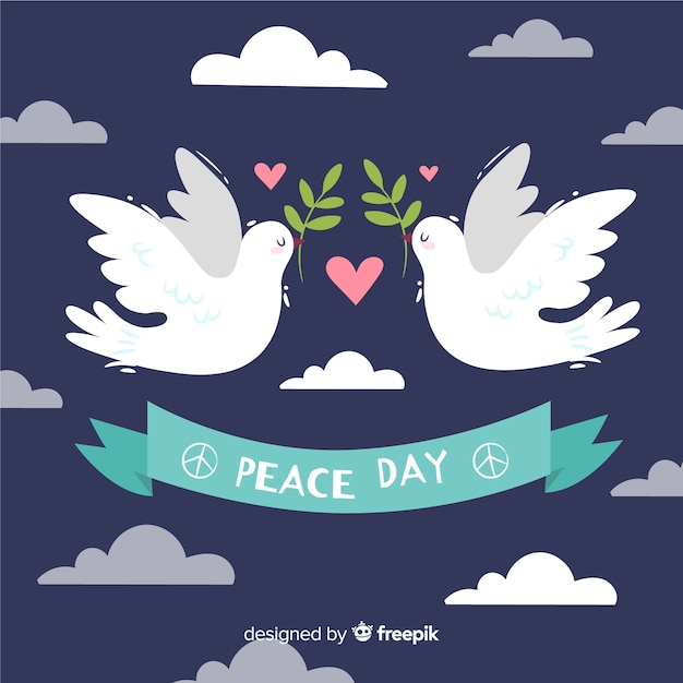 Journée De La Composition De La Paix Avec La Colombe Blanche Dessinée à La Main