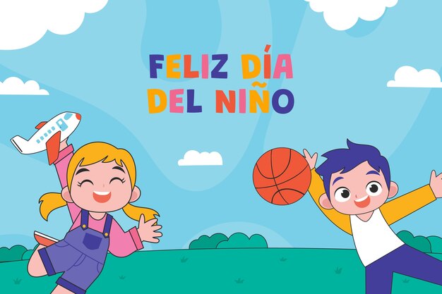 Journée des enfants dessinés à la main en arrière-plan espagnol