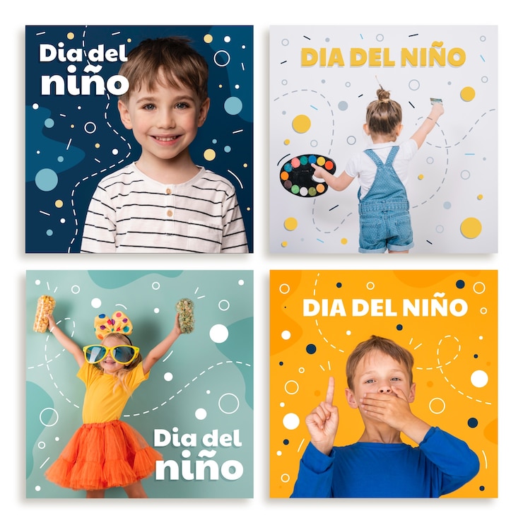 Vecteur gratuit journée des enfants plats dessinés à la main dans la collection post ig espagnole