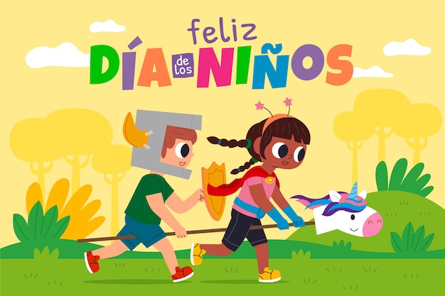 Vecteur gratuit journée des enfants plats en illustration espagnole