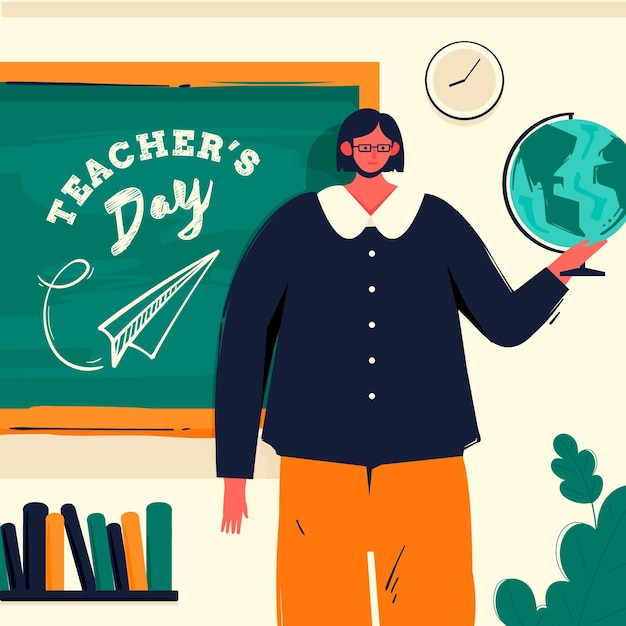 Vecteur gratuit journée des enseignants dessinés à la main