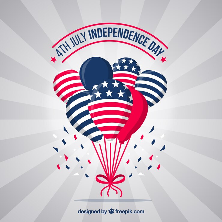 Vecteur gratuit journée de l&#39;indépendance des états-unis avec des ballons plats