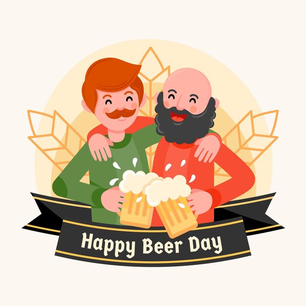 Journée internationale de la bière au design plat