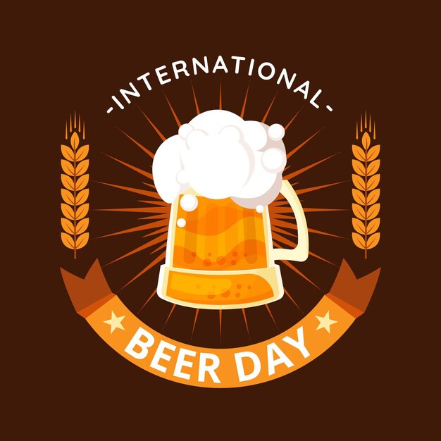 Journée internationale de la bière au design plat