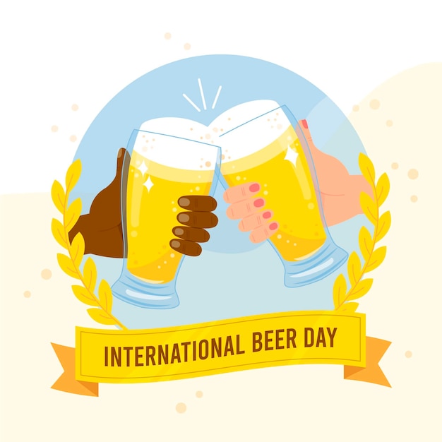 Journée internationale de la bière avec des gens applaudissant avec des lunettes