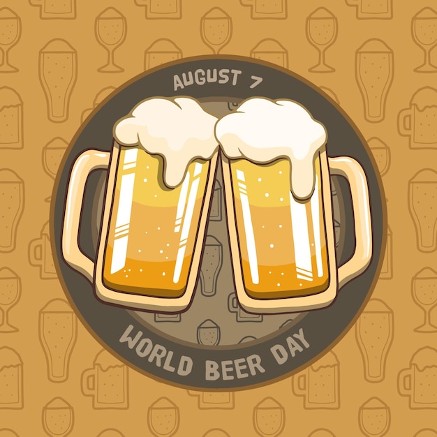 Journée Internationale De La Bière De Style Dessiné à La Main