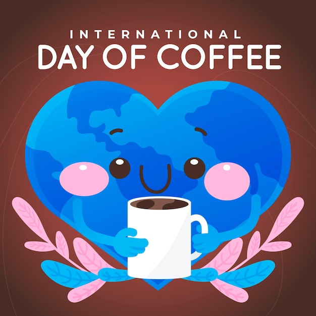 Journée Internationale Du Café Design Dessiné à La Main