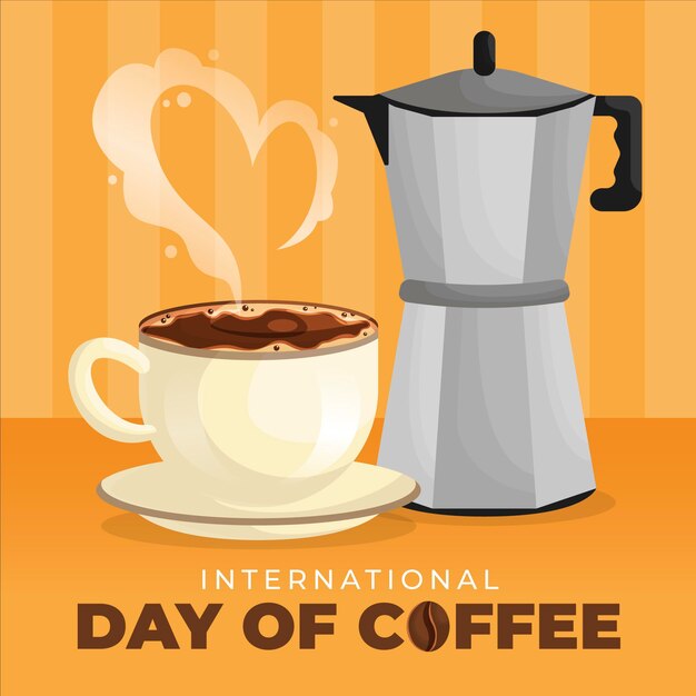 Journée internationale du café dessinée à la main