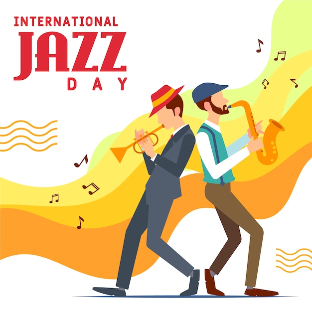 Journée Internationale Du Jazz Au Design Plat