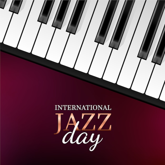 Vecteur gratuit journée internationale du jazz réaliste avec piano