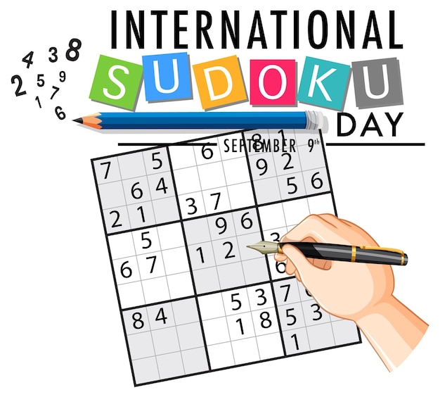 Vecteur gratuit journée internationale du sudoku 9 septembre