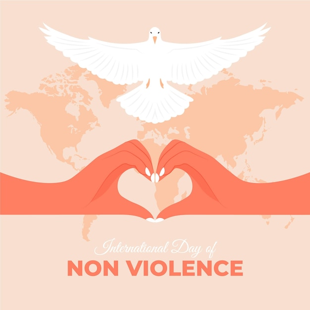 Journée Internationale De La Non-violence Dessinée à La Main Avec Pigeon