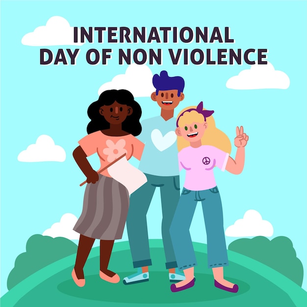 Vecteur gratuit journée internationale de la non-violence dessinée à la main