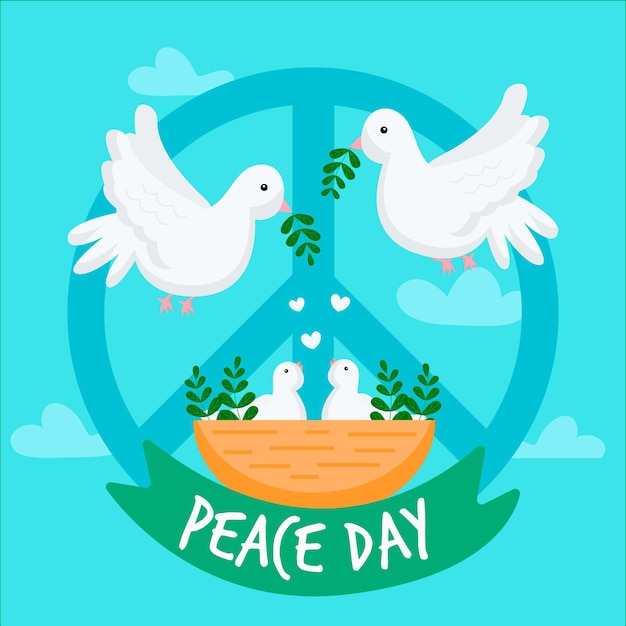 Vecteur gratuit journée internationale de la paix avec les colombes