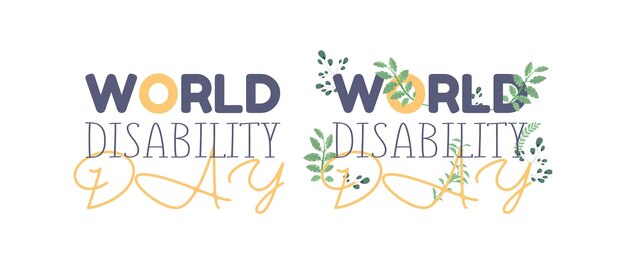 Journée internationale des personnes handicapées. bannière de la journée mondiale du handicap. caractères. isolé. vecteur.