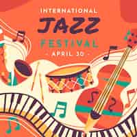 Vecteur gratuit journée internationale plate du jazz