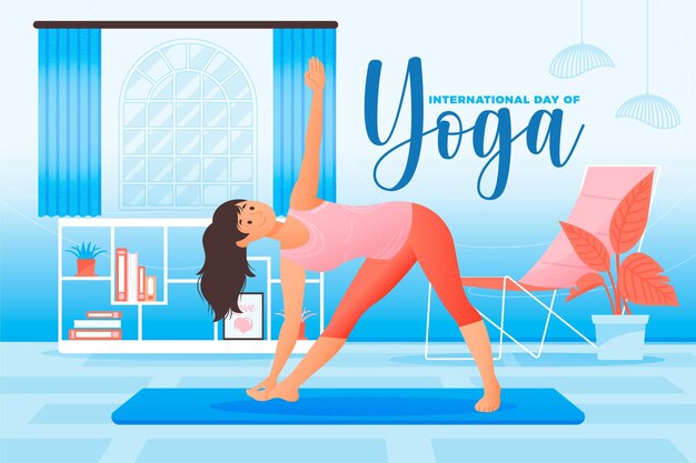 Journée internationale de yoga dessinée à la main