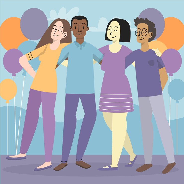 Vecteur gratuit journée de la jeunesse avec des jeunes qui s'embrassent