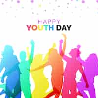 Vecteur gratuit journée de la jeunesse des silhouettes colorées