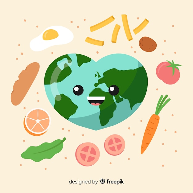 Journée Mondiale De L'alimentation Avec La Terre Au Design Plat