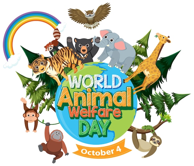 Vecteur gratuit journée mondiale du bien-être animal 4 octobre