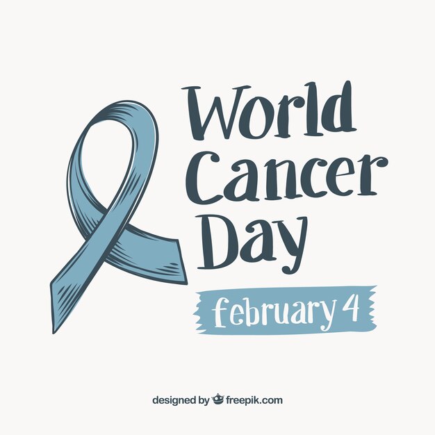 Journée mondiale du cancer de fond avec un ruban tiré par la main